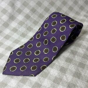 Vintage Chaps Ralph Lauren Purple Silk Tie Geometric Pattern Made In USA